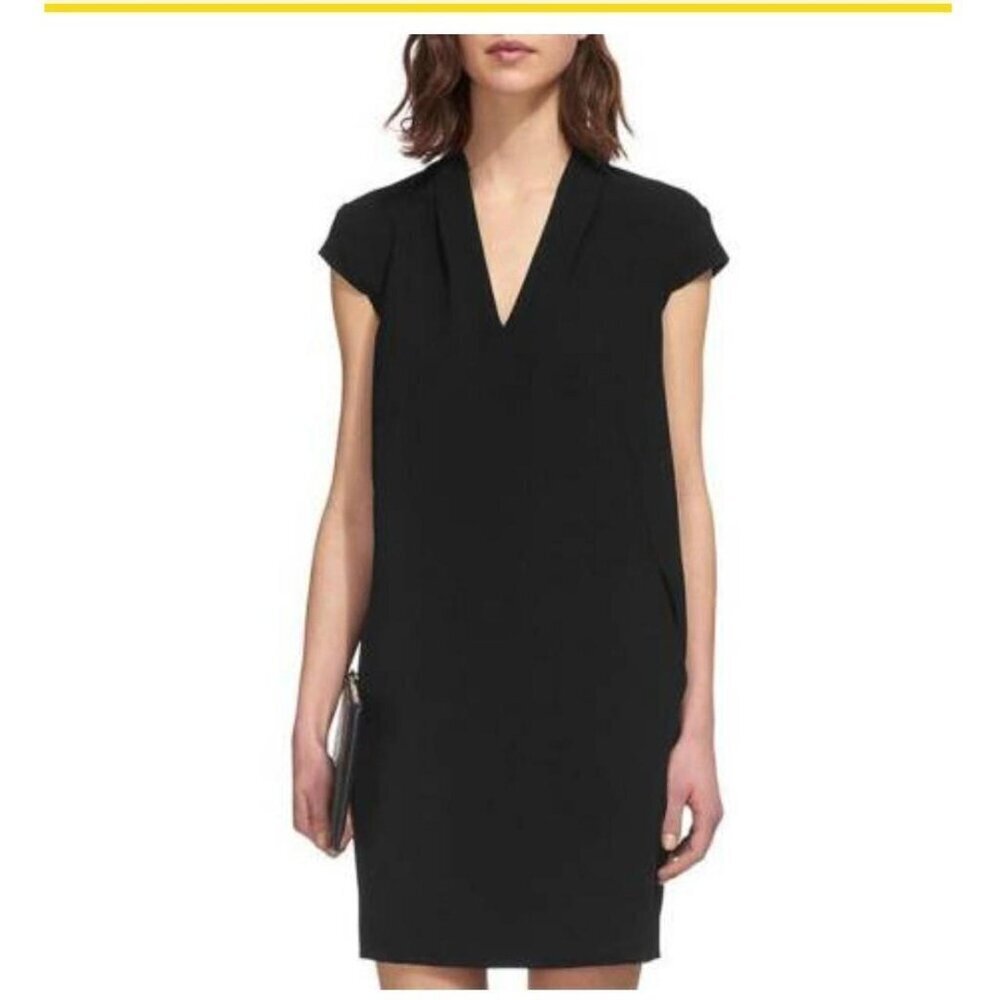 Whistles Paige V-Neck Crepe Dress Black S